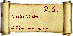 Pázmán Sándor névjegykártya